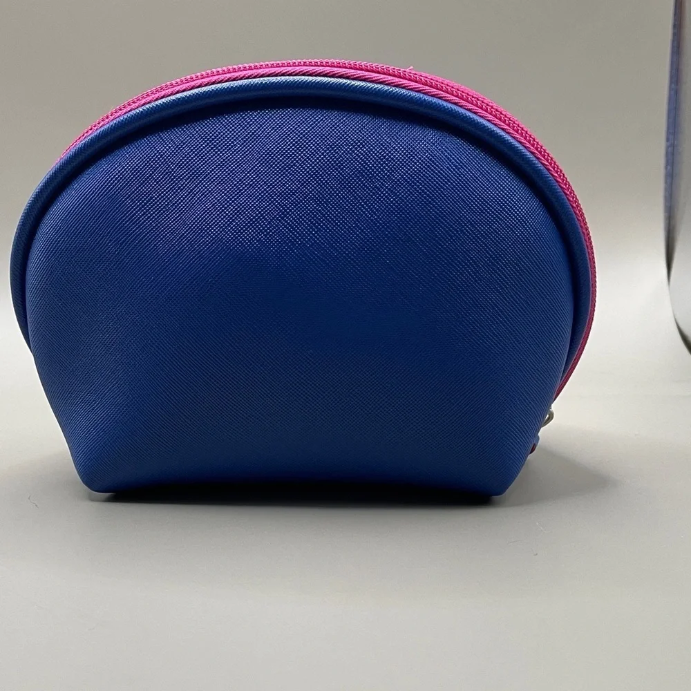 Macys Blue and Pink Cosmetic Bag Like New Vibrant Macys Cosmetic